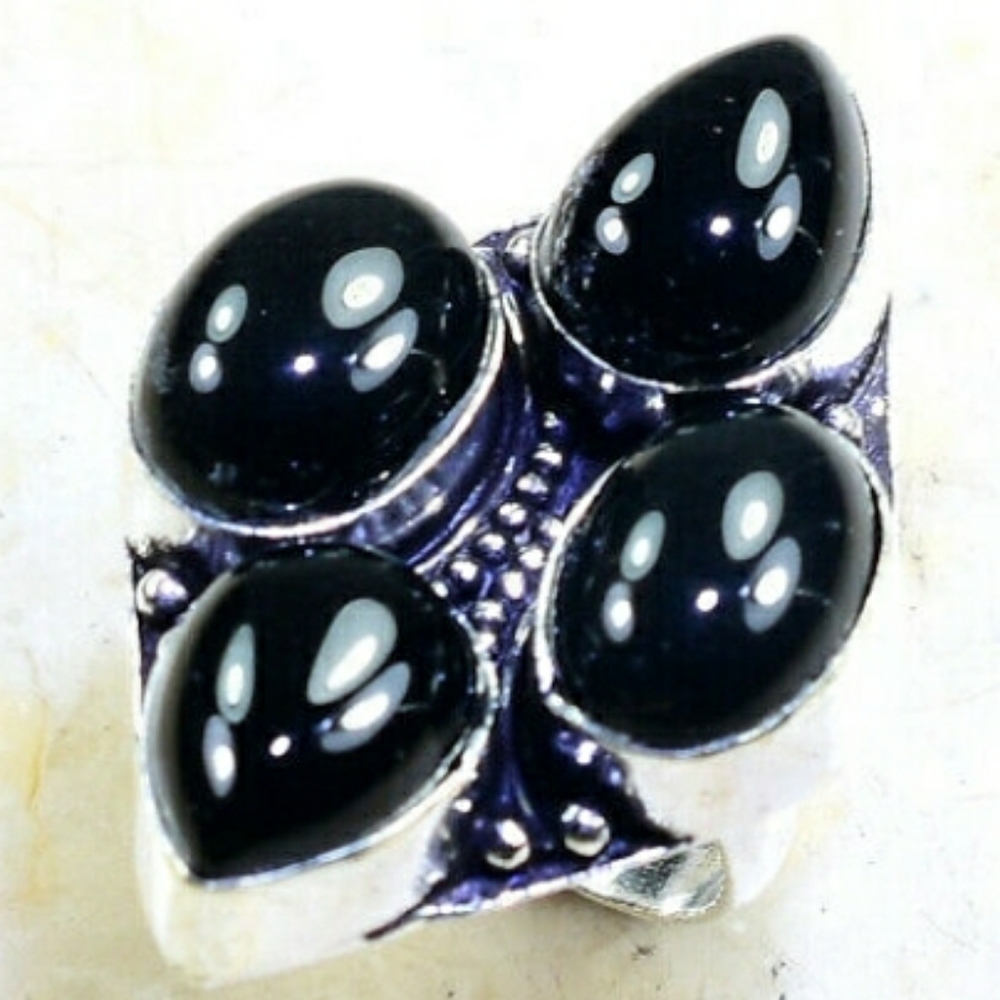 Black Onyx Handcrafted 925SS Ring 7